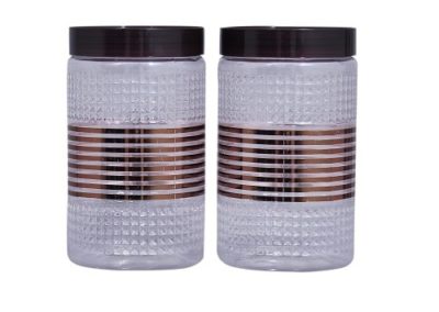 bort round jar print-1000ml-set of 2-pet-brown-foil-print-ziasi plasticware